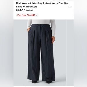 HALARA Navy Striped Wide-Leg Pants